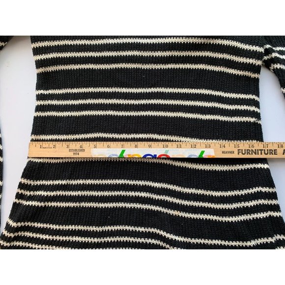 VOLCOM Womens Medium Sweater Dress Striped Knit Black White Long Sleeve Stretch - Picture 9 of 11